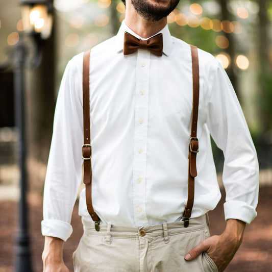 The Mr. Baker Fine Leather Bow Tie Bowtie - Groomsmen Gift