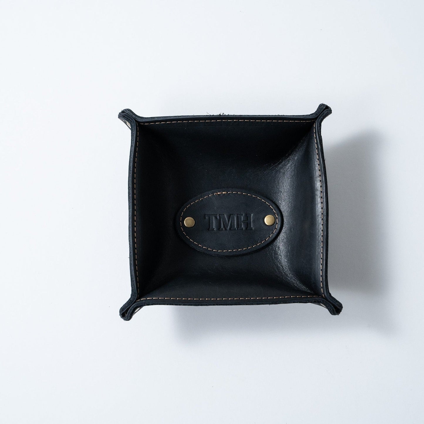 The Monticello Fine Leather Personalized Desk Valet Caddy Tray for Dresser or Office Gift - Wedding Party Gift