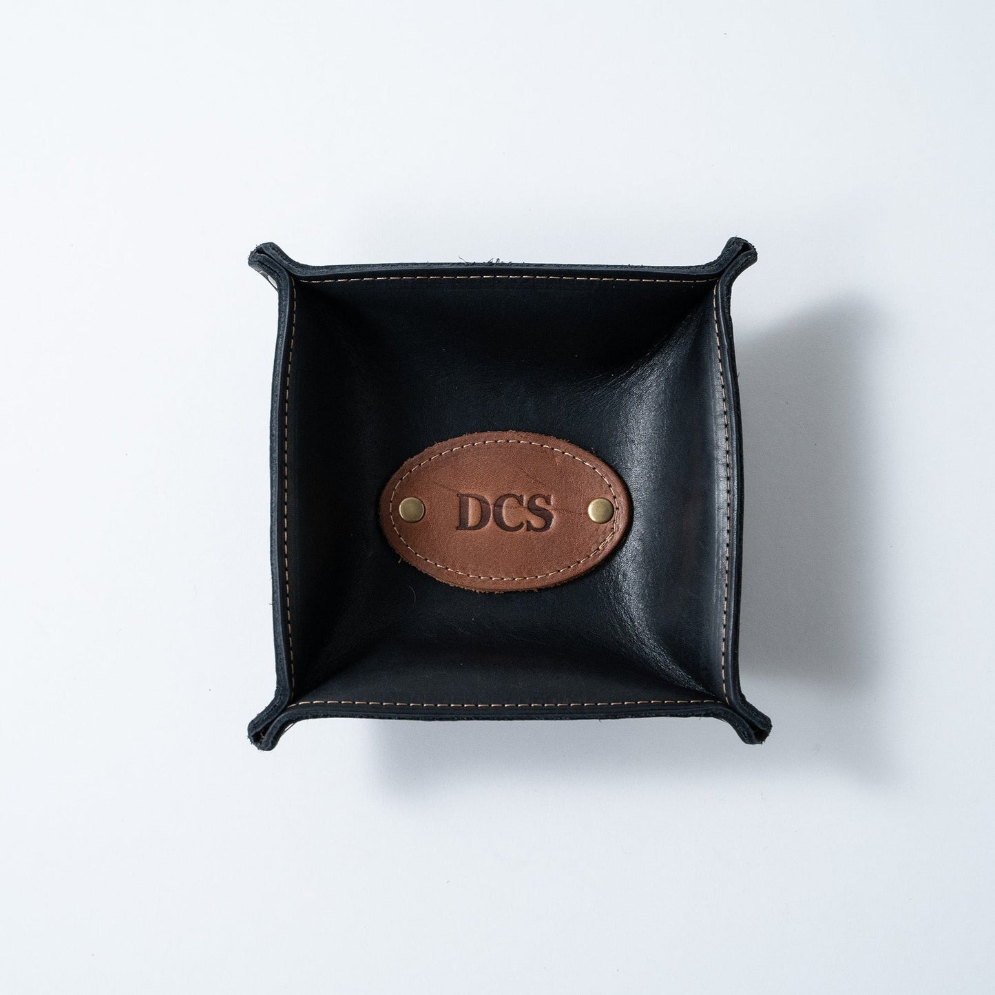 The Monticello Fine Leather Personalized Desk Valet Caddy Tray for Dresser or Office Gift - Wedding Party Gift