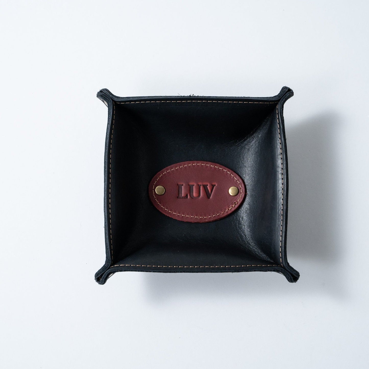 The Monticello Fine Leather Personalized Desk Valet Caddy Tray for Dresser or Office Gift - Wedding Party Gift