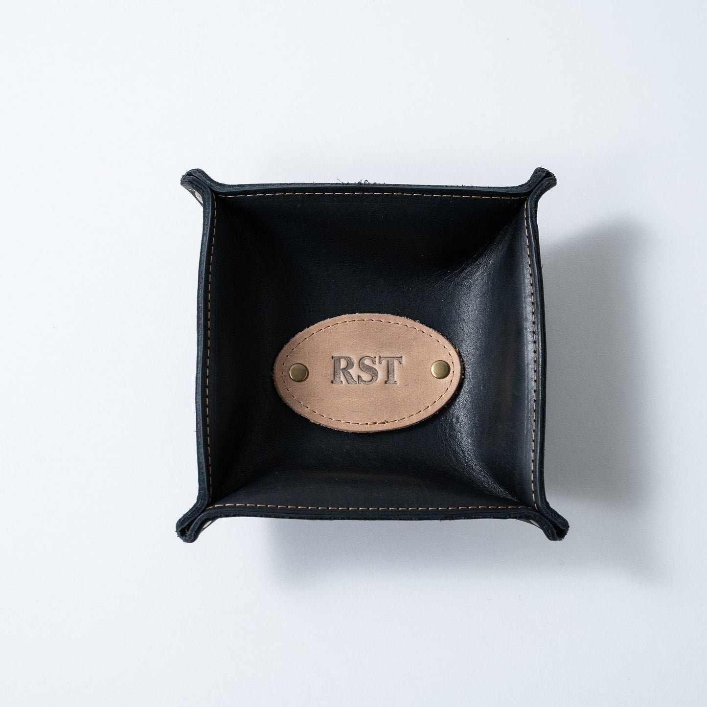 The Monticello Fine Leather Personalized Desk Valet Caddy Tray for Dresser or Office Gift - Wedding Party Gift