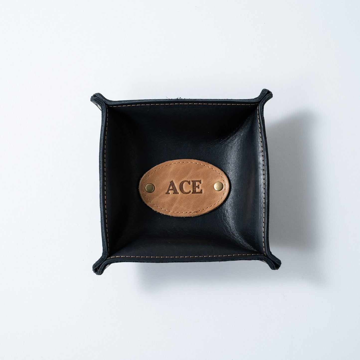 The Monticello Fine Leather Personalized Desk Valet Caddy Tray for Dresser or Office Gift - Wedding Party Gift