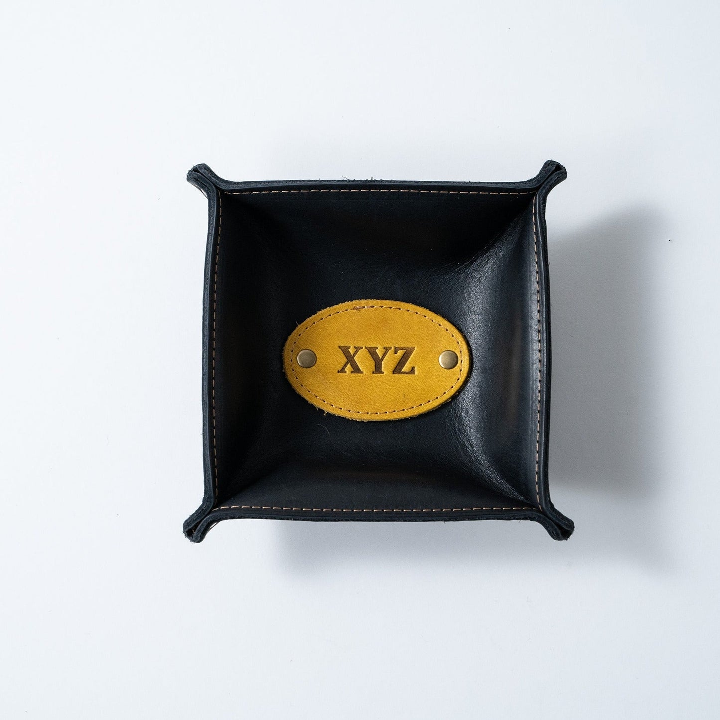 The Monticello Fine Leather Personalized Desk Valet Caddy Tray for Dresser or Office Gift - Wedding Party Gift