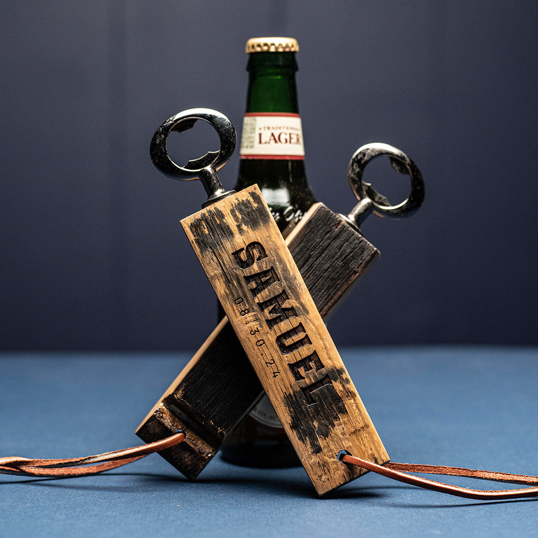 Personalized Bottle Opener Made From Tennessee Whiskey Barrel - Grooms Gift - Wedding Party Gift