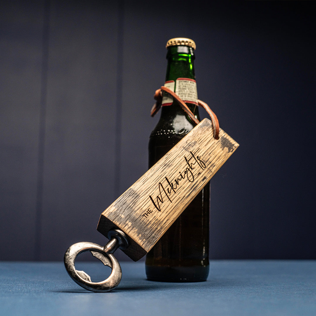 Personalized Bottle Opener Made From Tennessee Whiskey Barrel - Grooms Gift - Wedding Party Gift