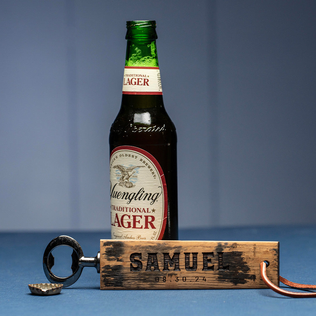 Personalized Bottle Opener Made From Tennessee Whiskey Barrel - Grooms Gift - Wedding Party Gift