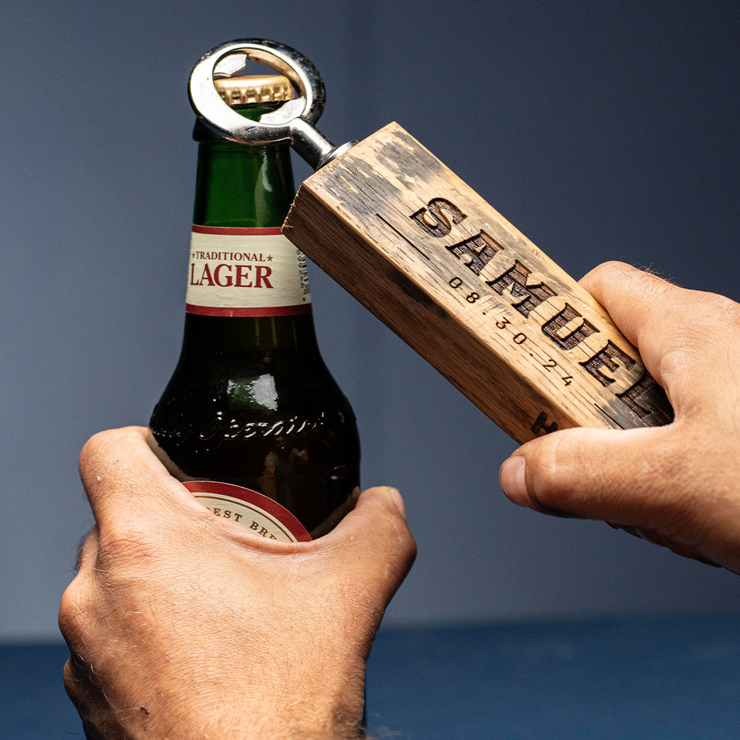 Personalized Bottle Opener Made From Tennessee Whiskey Barrel - Grooms Gift - Wedding Party Gift