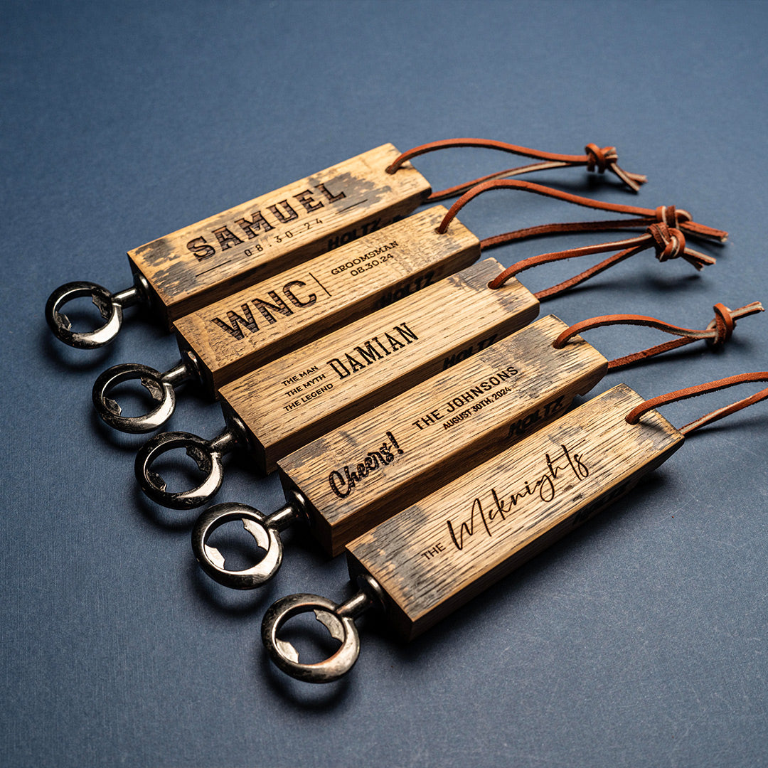 Personalized Bottle Opener Made From Tennessee Whiskey Barrel - Grooms Gift - Wedding Party Gift