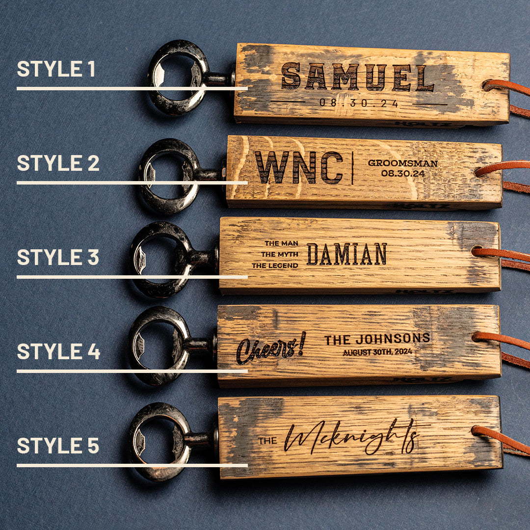 Personalized Bottle Opener Made From Tennessee Whiskey Barrel - Grooms Gift - Wedding Party Gift