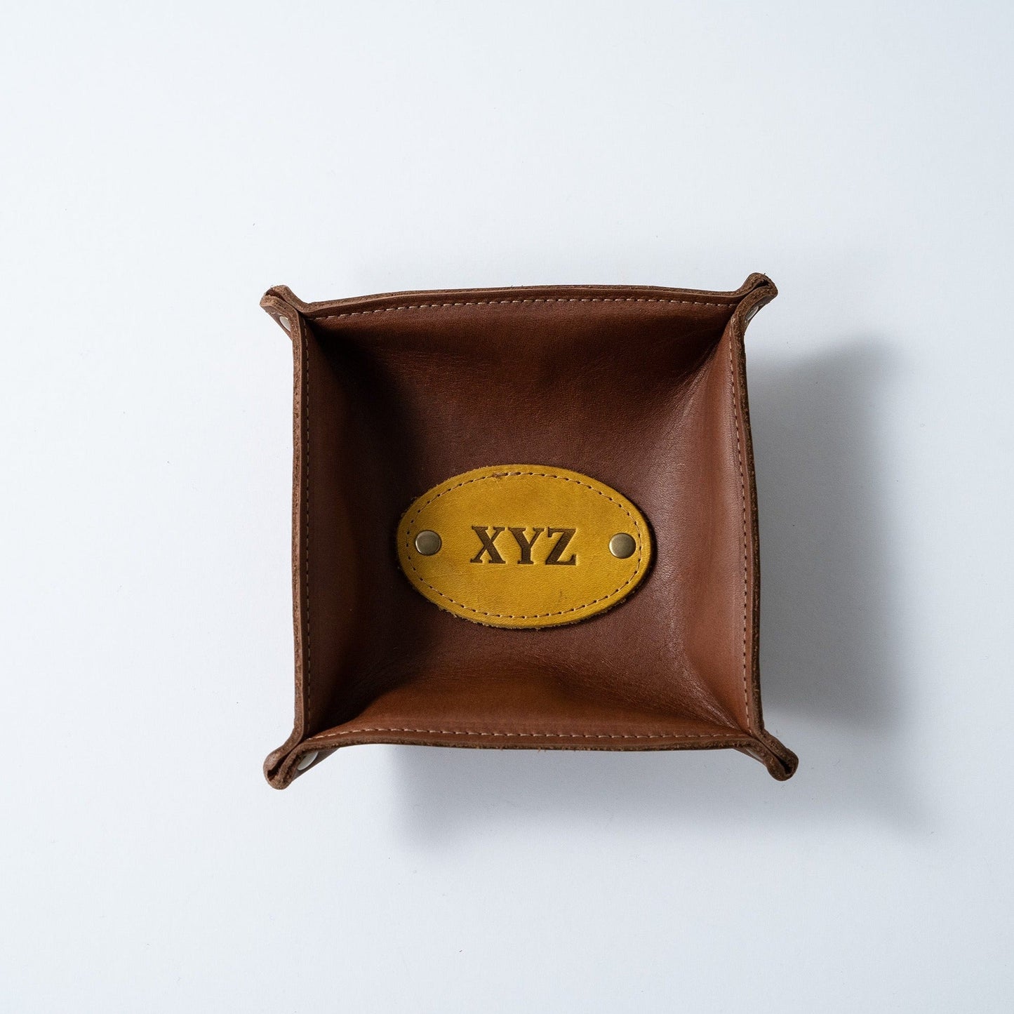 The Monticello Fine Leather Personalized Desk Valet Caddy Tray for Dresser or Office Gift - Wedding Party Gift