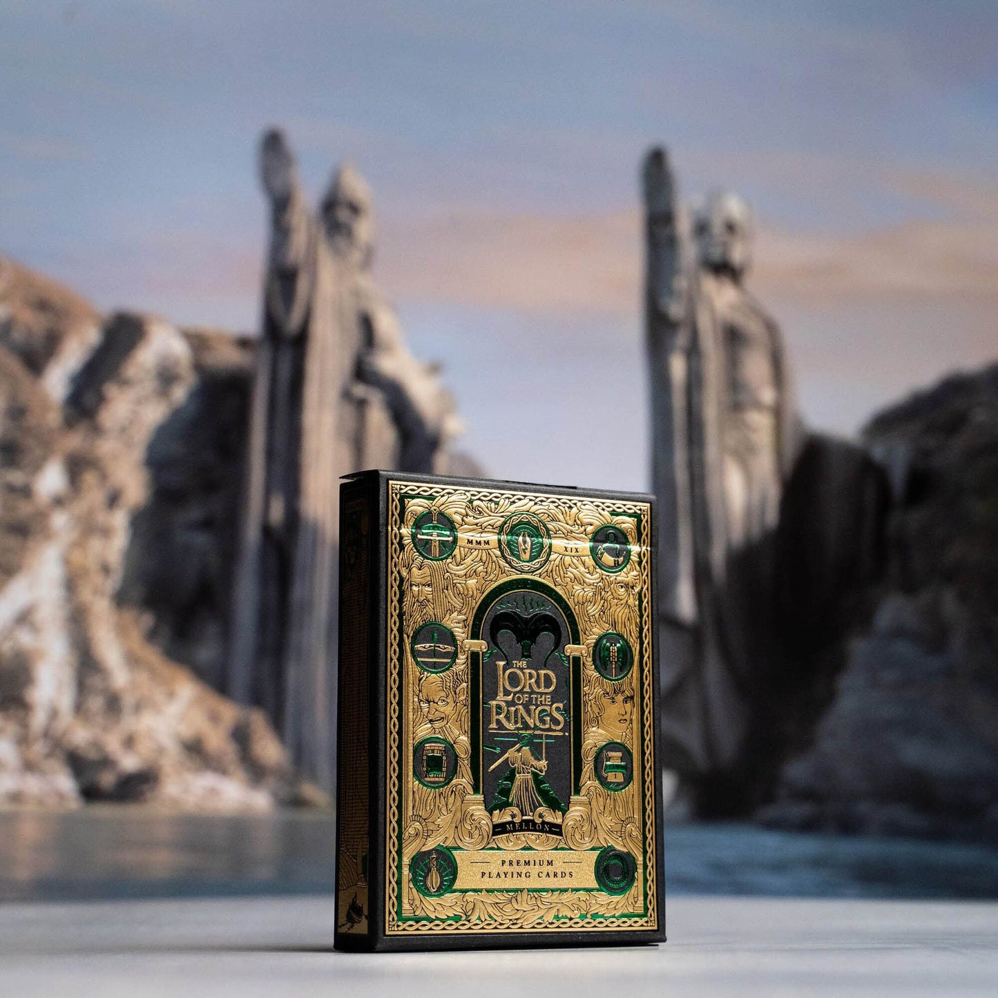 Theory 11 Lord of The Rings Card Deck With Personalized Shrunken Bison Leather Card Sleeve - Grooms Gift - Wedding Party Gift