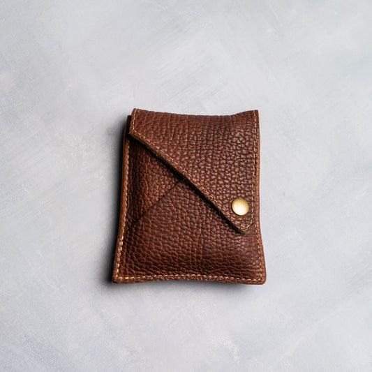 Personalized Shrunken Bison Leather Card Deck Sleeve - Grooms Gift - Wedding Party Gift