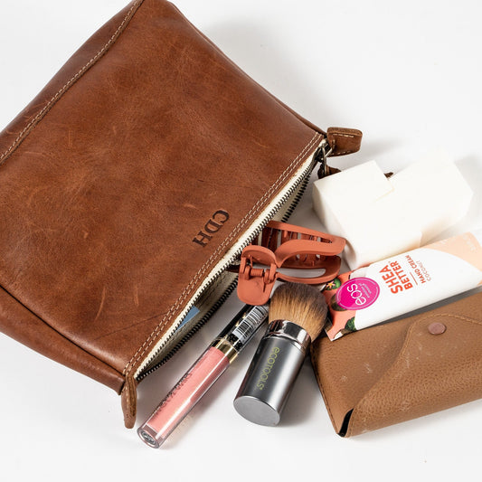 The Audrey Fine Leather Makeup Bag - Bridesmaid Gift