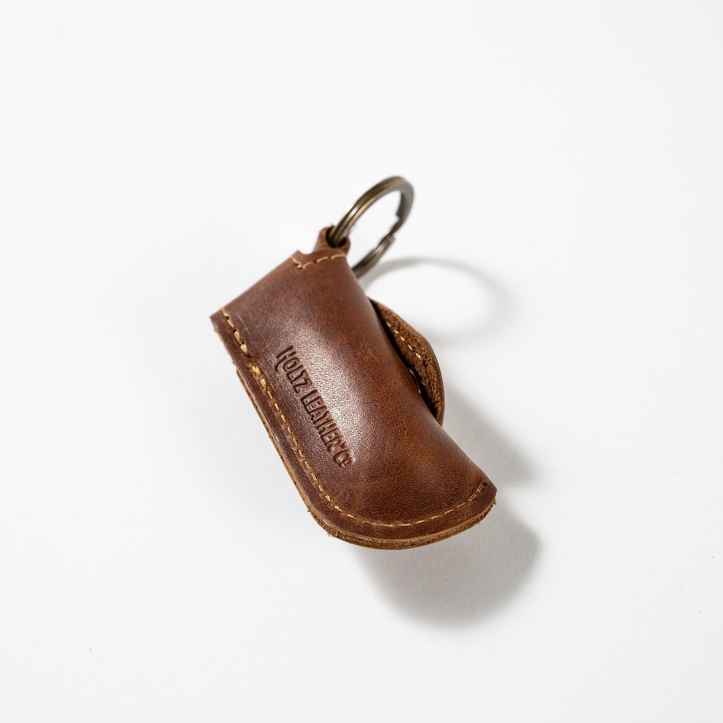 The Sidekick Personalized Fine Leather Lip Balm Holster with Key Ring -Bridesmaids Gift - Wedding Party Gift