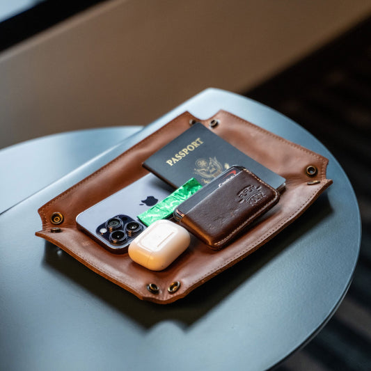 The Jetsetter - Personalized Full-Grain Leather Travel Caddy - Grooms Gift - Honeymoon