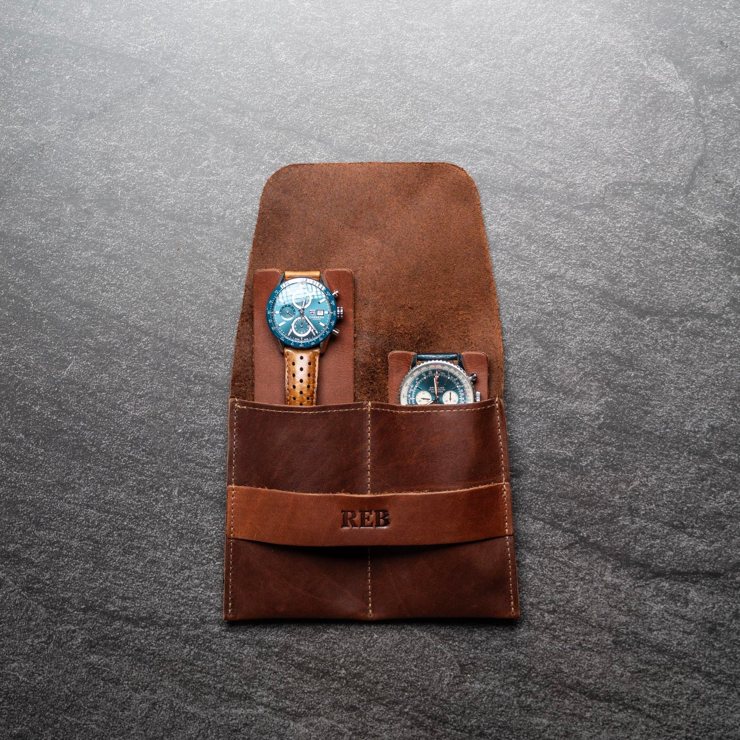 The Meridian - Personalized Full Grain Leather Watch Holder Travel Case - Groomsmen Gift