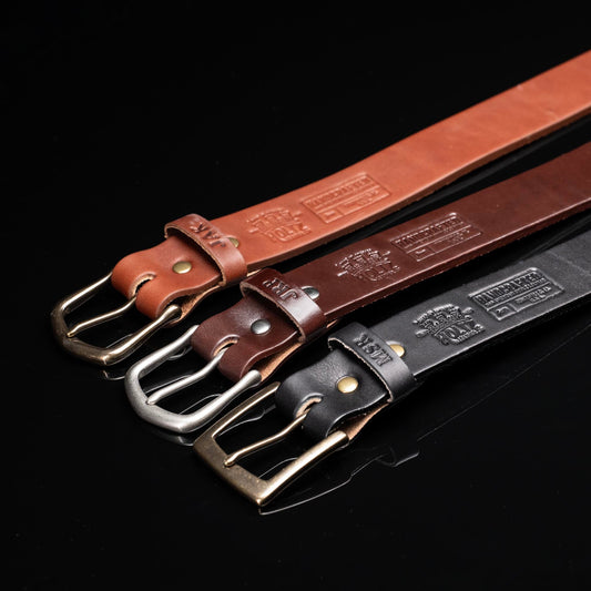 Personalized Bridle Leather Men's Casual Belt – Rounded Nickel or Brass Buckle - Groomsmen Gift