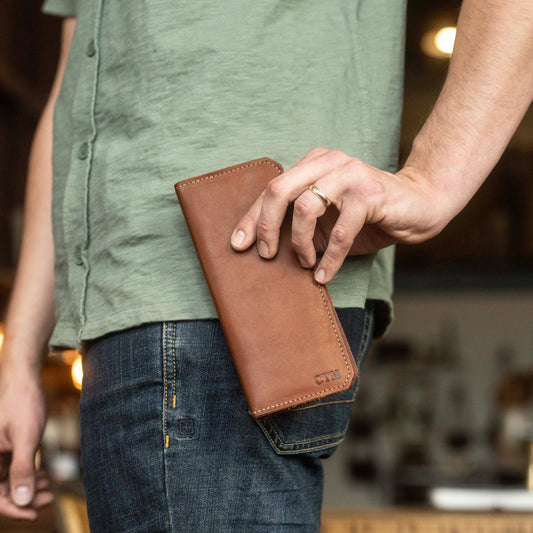The Maverick Personalized Leather Coat Pocket Long Trucker Bifold Wallet - Groomsmen Gift