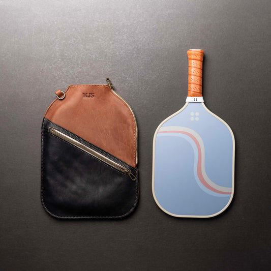 The Avery Personalized Leather Pickleball Sleeve Cover - Wedding Party Gift - Groomsmen or Bridesmaid Gift