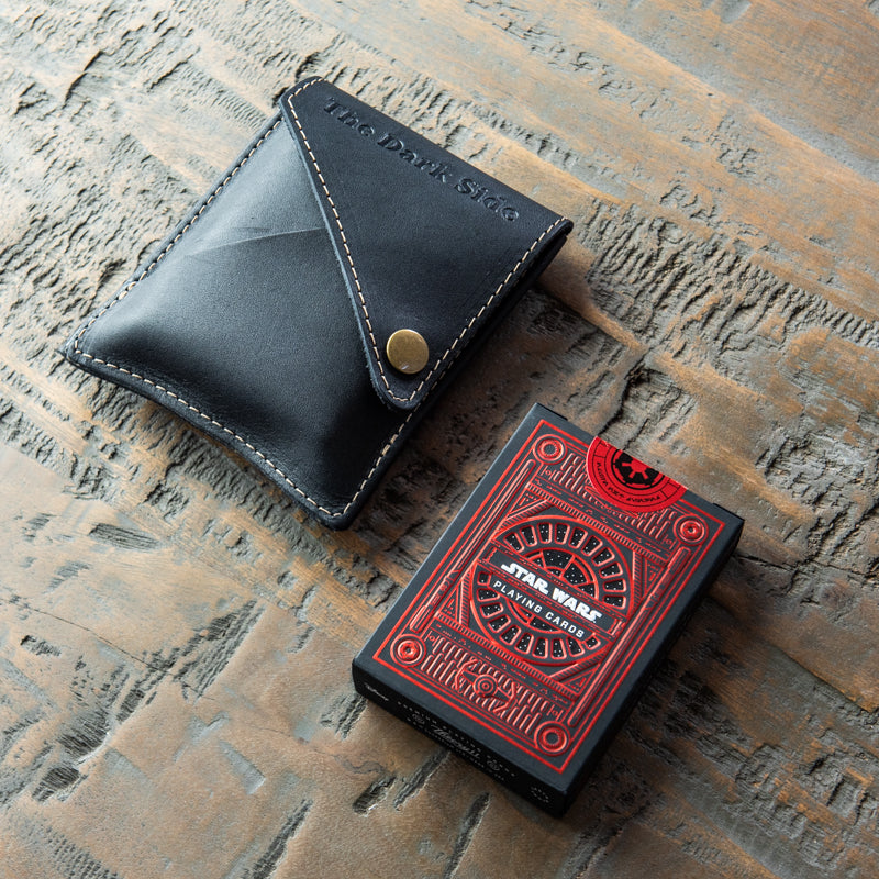 Theory 11 Dark Side Card Deck With Personalized Fine Leather Card Sleeve - Grooms Gift - Wedding Party Gift