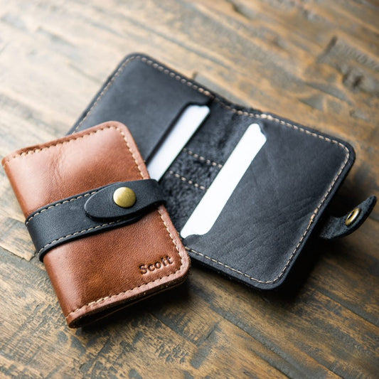 The Doolittle Fine Leather Snap Closure Wallet BiFold - Bridesmaid or Groomsmen Gift