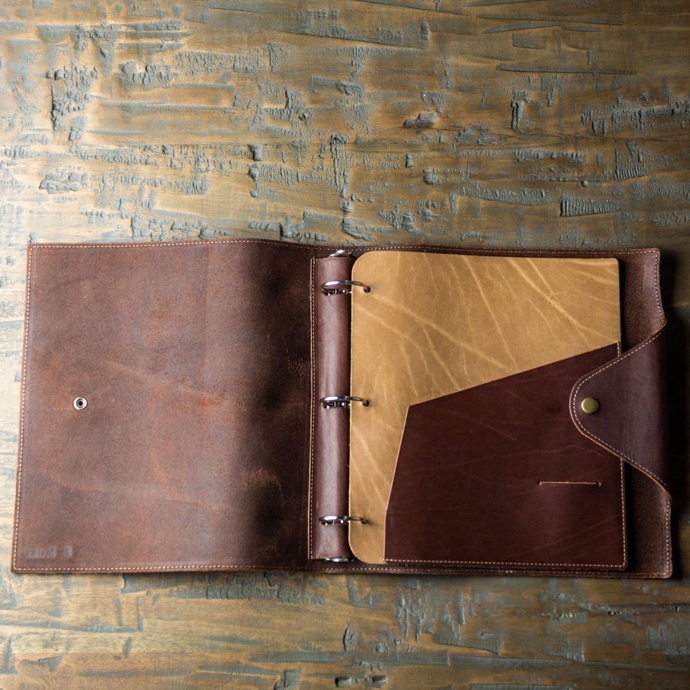 The Langley – Personalized Fine Leather 3 Ring Binder Notebook Photo Album - Wedding Gift