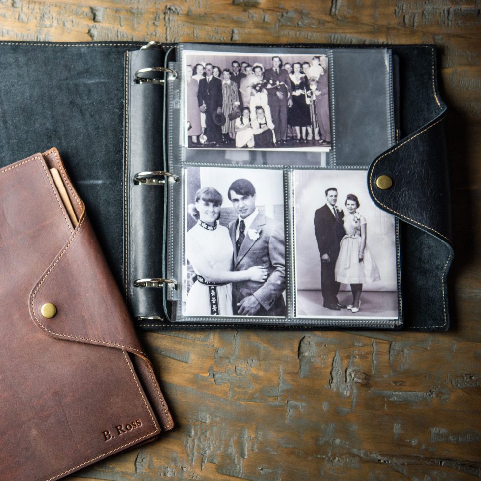 The Langley – Personalized Fine Leather 3 Ring Binder Notebook Photo Album - Wedding Gift