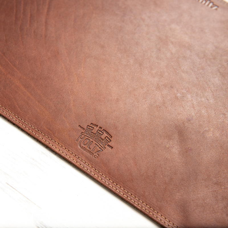 Straight Edged Oval Personalized Fine Leather Placemat - Wedding Gift for Newlyweds