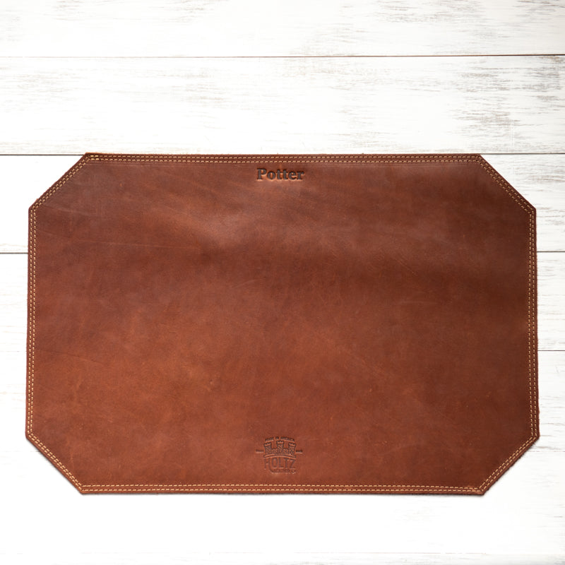 Beveled Edge Personalized Fine Leather Placemat - Wedding Gift for Newlyweds