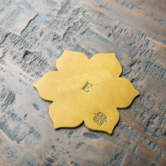 The Magnolia Flower Personalized Fine Leather Coaster Set of 4 Coasters - Wedding Gift