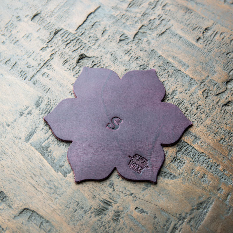 The Magnolia Flower Personalized Fine Leather Coaster Set of 4 Coasters - Wedding Gift