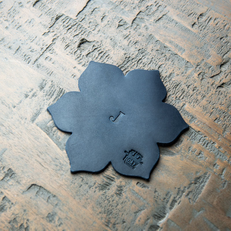 The Magnolia Flower Personalized Fine Leather Coaster Set of 4 Coasters - Wedding Gift