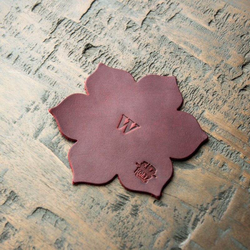 The Magnolia Flower Personalized Fine Leather Coaster Set of 4 Coasters - Wedding Gift