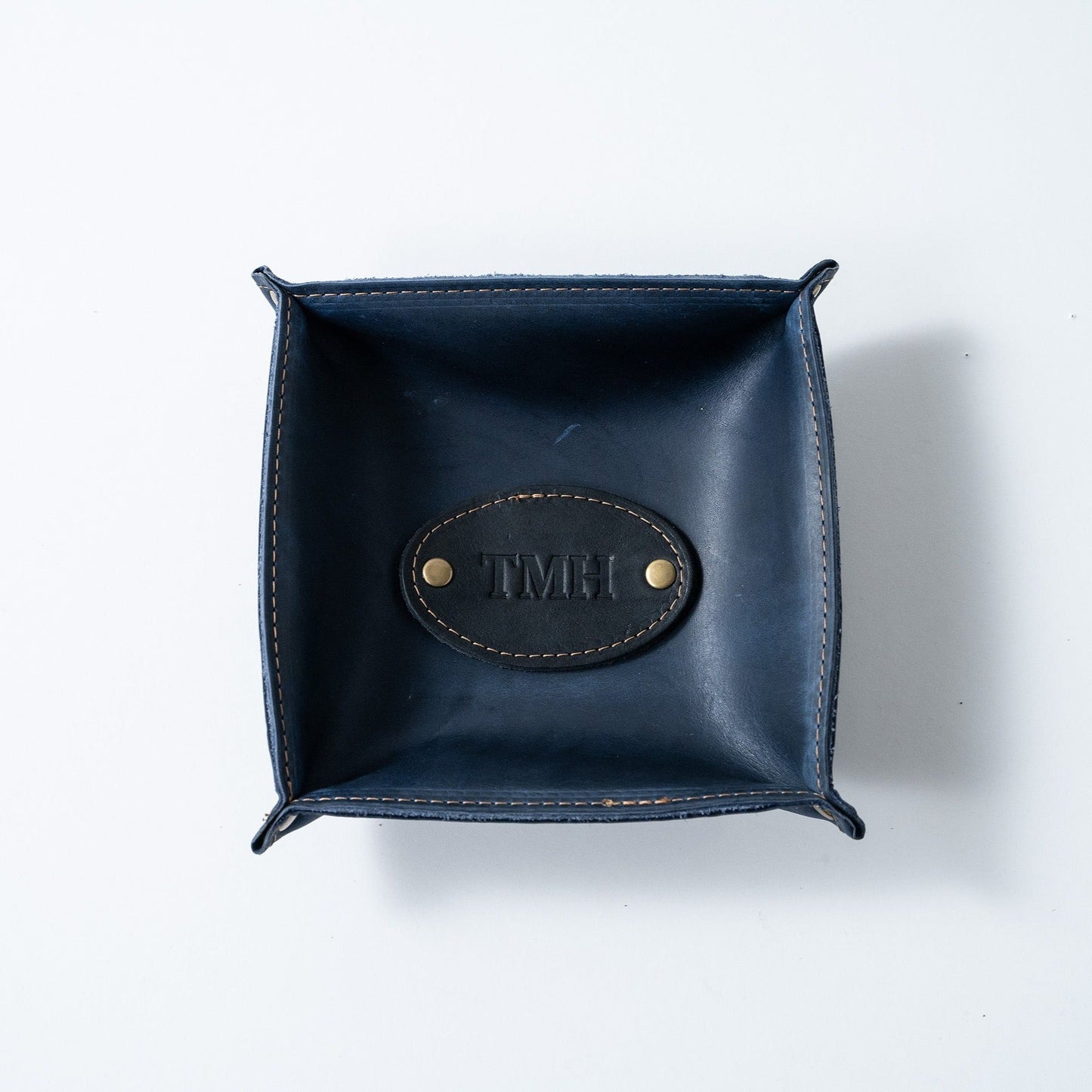 The Monticello Fine Leather Personalized Desk Valet Caddy Tray for Dresser or Office Gift - Wedding Party Gift