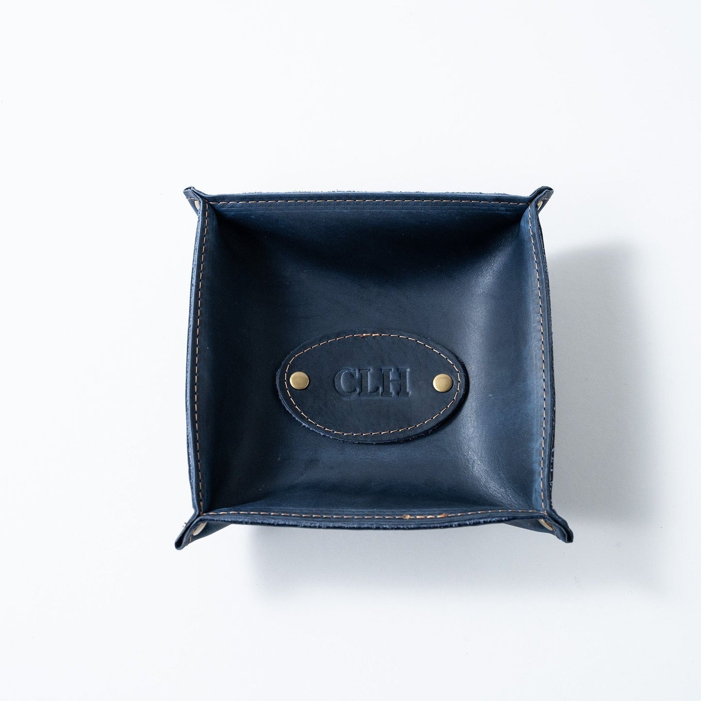 The Monticello Fine Leather Personalized Desk Valet Caddy Tray for Dresser or Office Gift - Wedding Party Gift