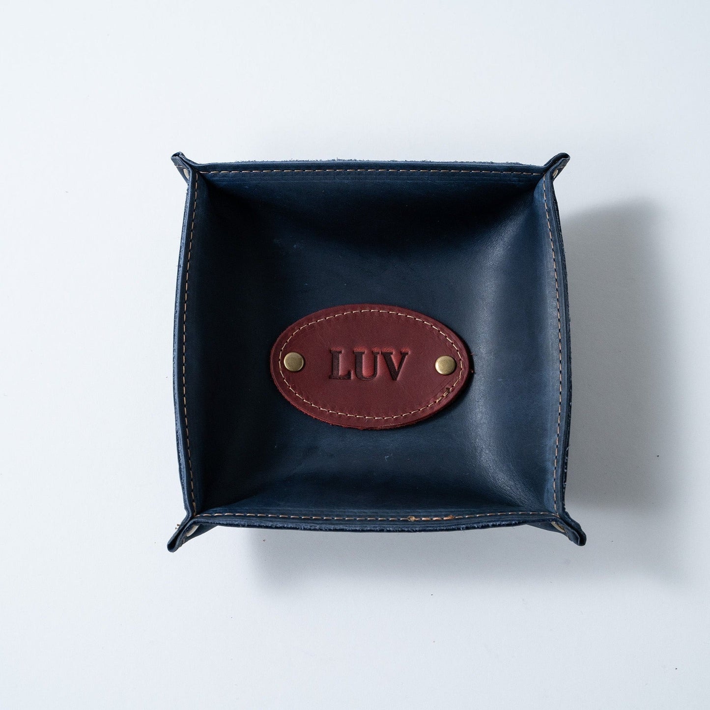 The Monticello Fine Leather Personalized Desk Valet Caddy Tray for Dresser or Office Gift - Wedding Party Gift