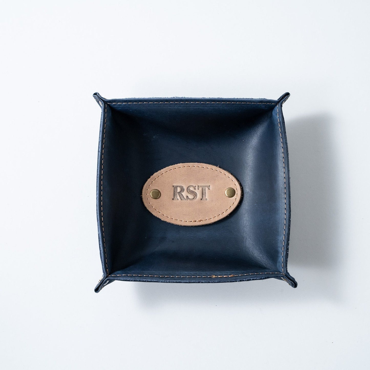 The Monticello Fine Leather Personalized Desk Valet Caddy Tray for Dresser or Office Gift - Wedding Party Gift