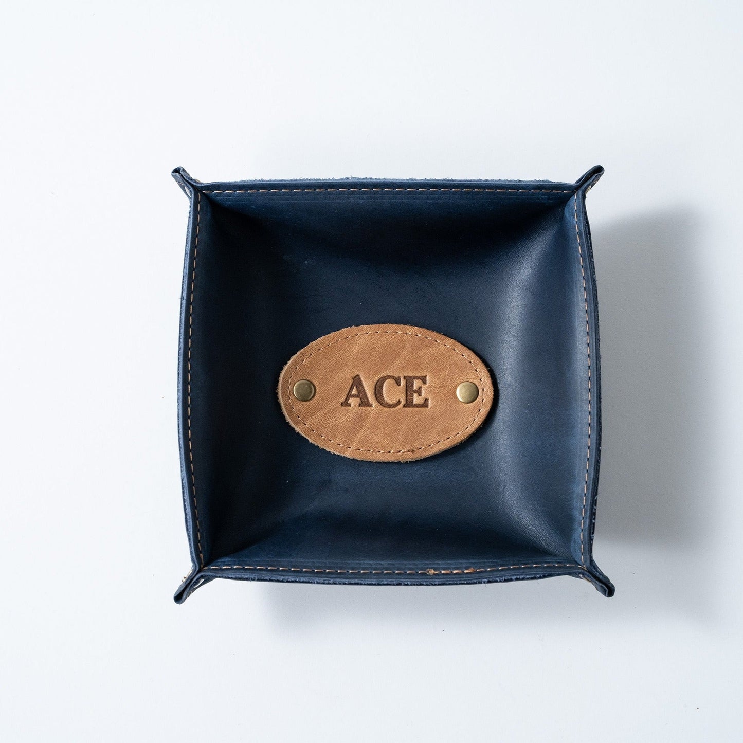 The Monticello Fine Leather Personalized Desk Valet Caddy Tray for Dresser or Office Gift - Wedding Party Gift