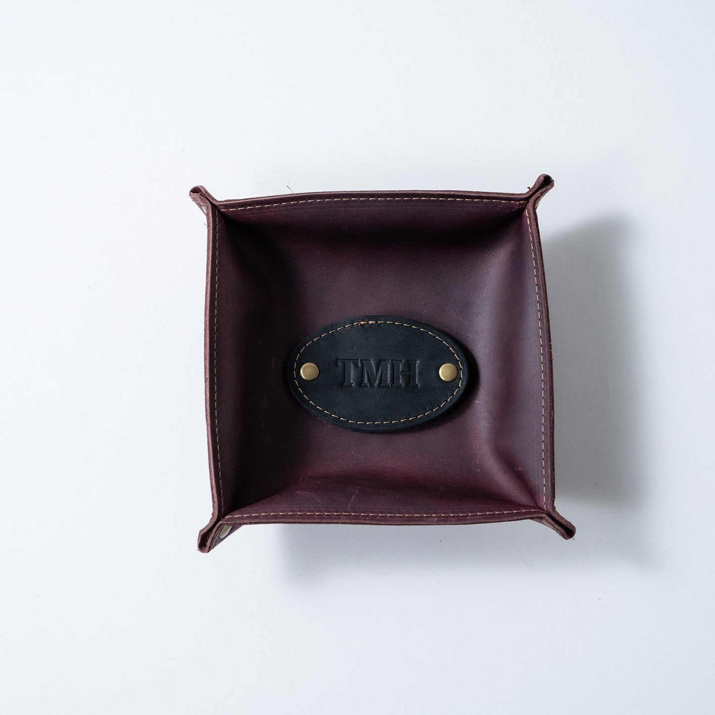 The Monticello Fine Leather Personalized Desk Valet Caddy Tray for Dresser or Office Gift - Wedding Party Gift