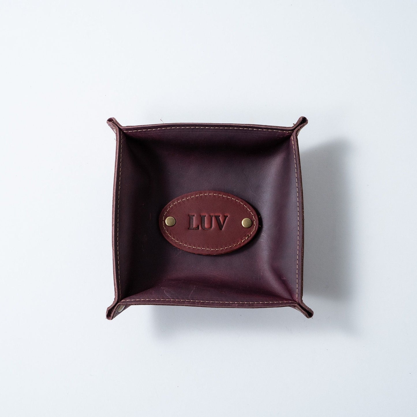 The Monticello Fine Leather Personalized Desk Valet Caddy Tray for Dresser or Office Gift - Wedding Party Gift