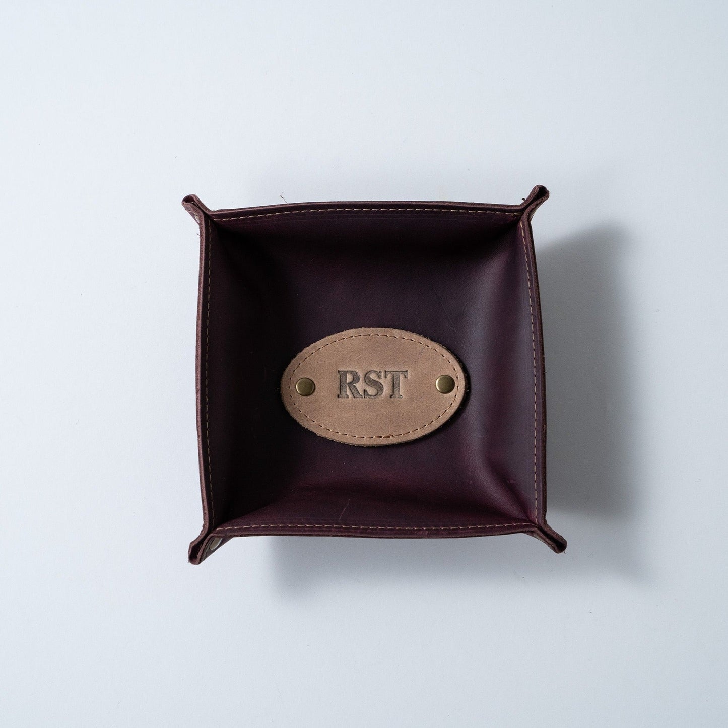 The Monticello Fine Leather Personalized Desk Valet Caddy Tray for Dresser or Office Gift - Wedding Party Gift