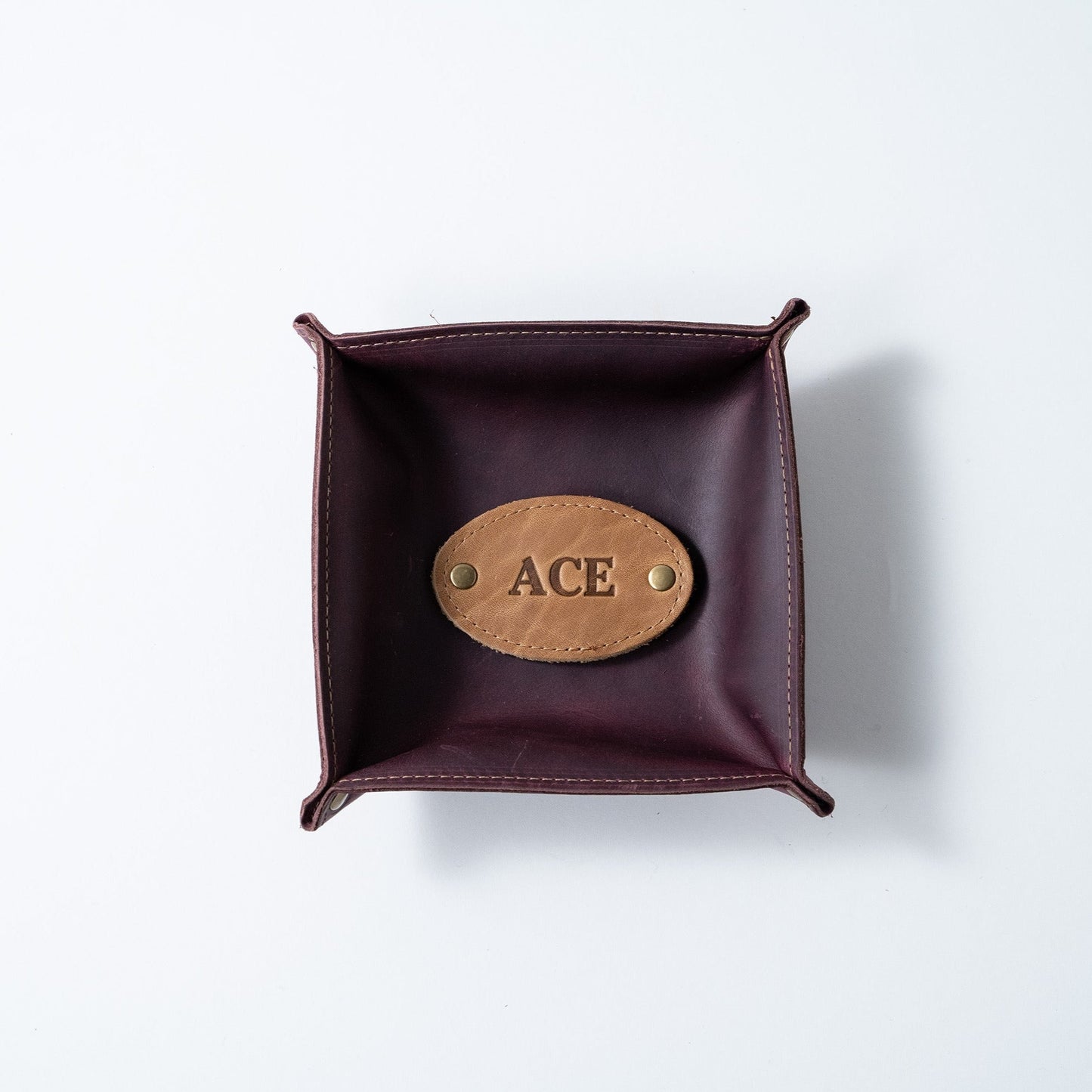 The Monticello Fine Leather Personalized Desk Valet Caddy Tray for Dresser or Office Gift - Wedding Party Gift