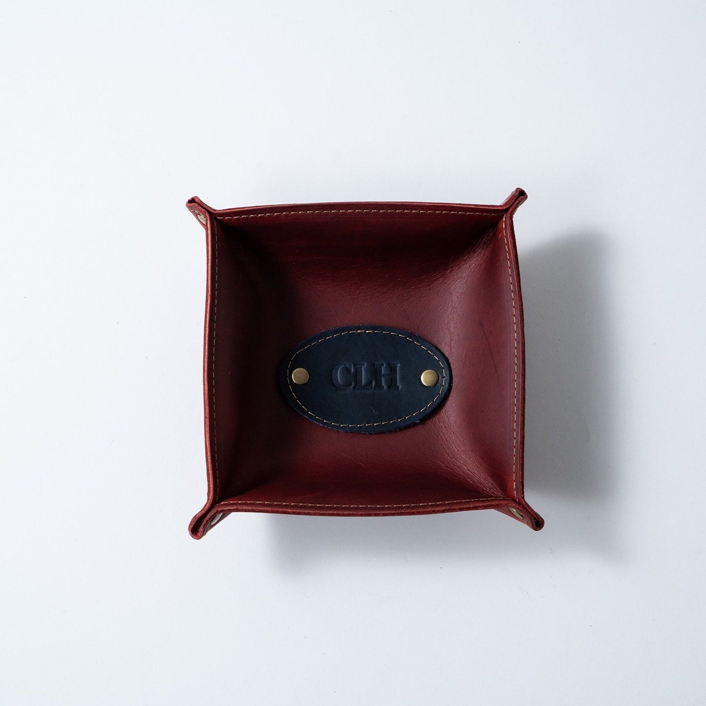 The Monticello Fine Leather Personalized Desk Valet Caddy Tray for Dresser or Office Gift - Wedding Party Gift