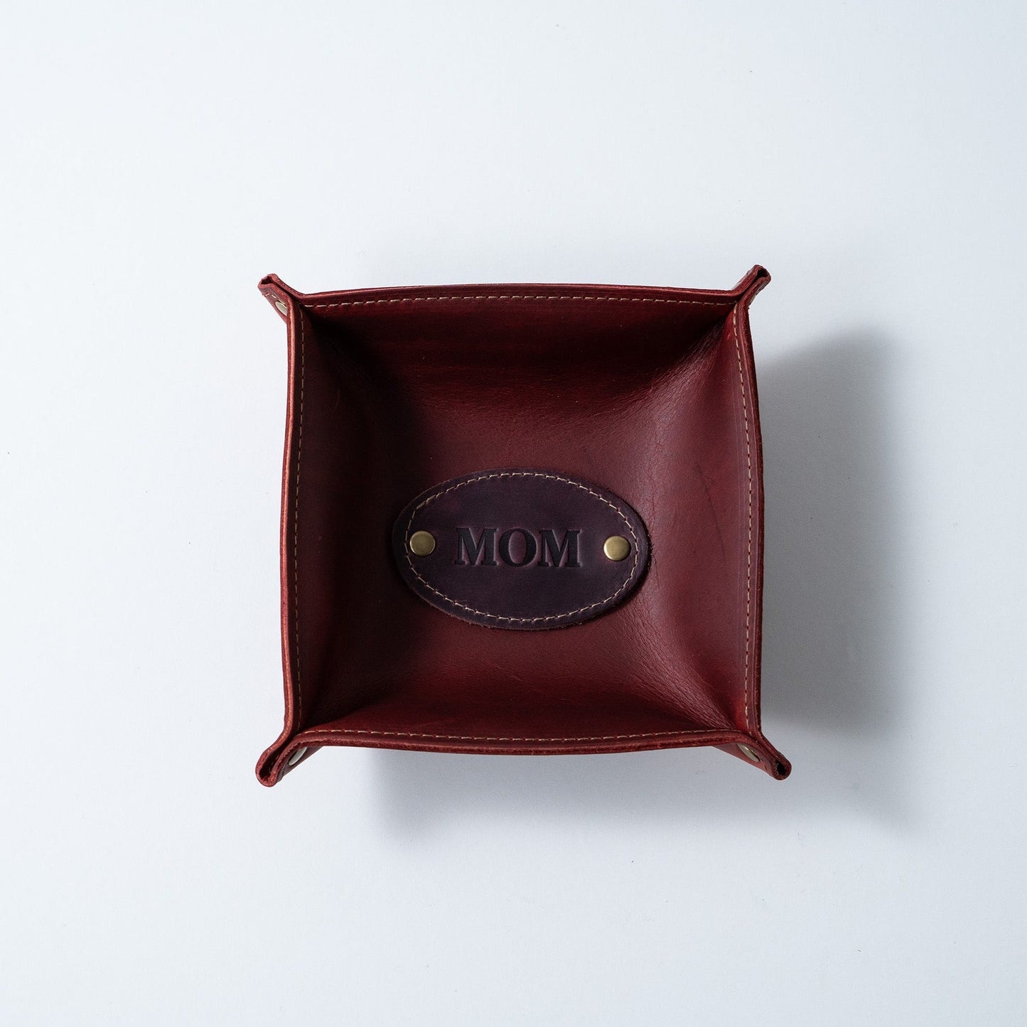 The Monticello Fine Leather Personalized Desk Valet Caddy Tray for Dresser or Office Gift - Wedding Party Gift