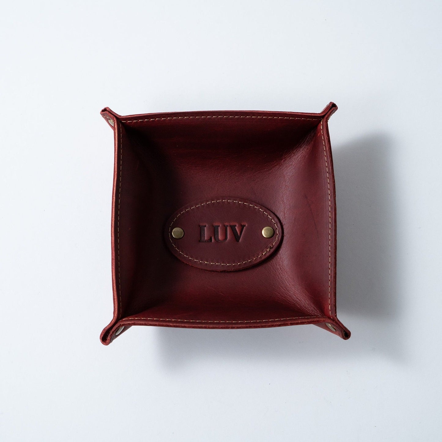 The Monticello Fine Leather Personalized Desk Valet Caddy Tray for Dresser or Office Gift - Wedding Party Gift