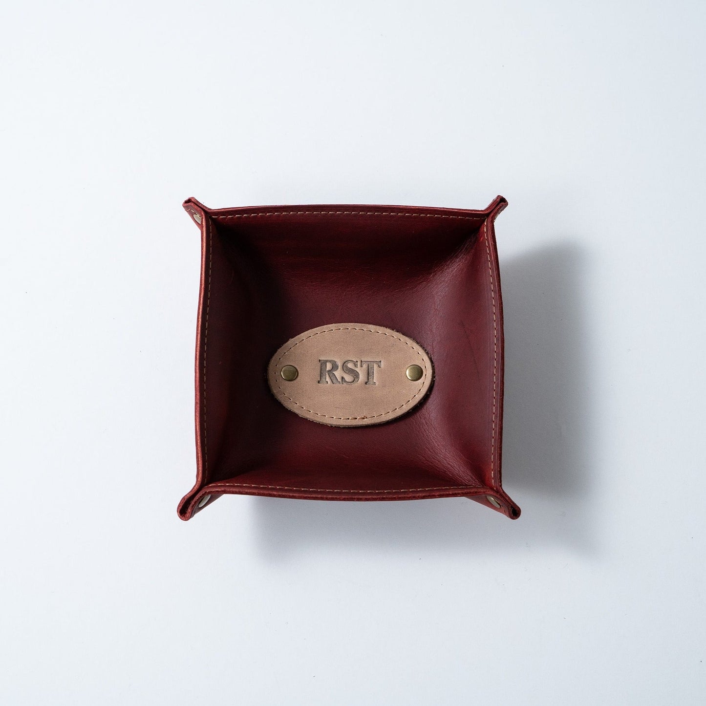 The Monticello Fine Leather Personalized Desk Valet Caddy Tray for Dresser or Office Gift - Wedding Party Gift