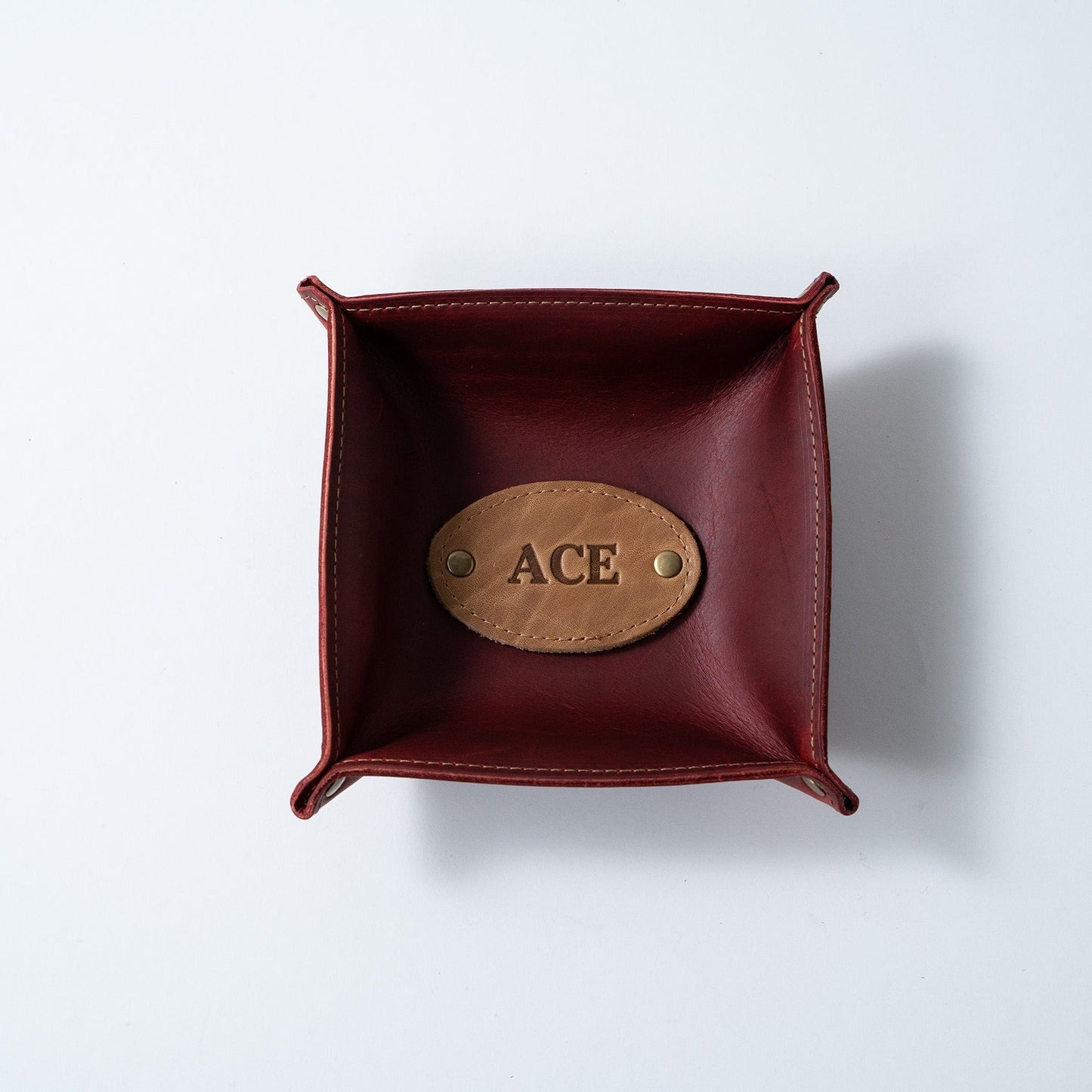 The Monticello Fine Leather Personalized Desk Valet Caddy Tray for Dresser or Office Gift - Wedding Party Gift