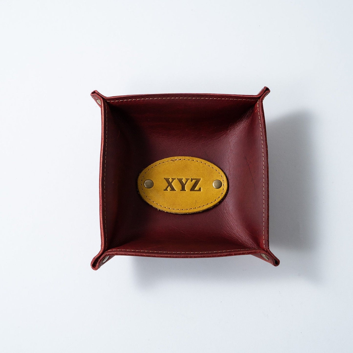 The Monticello Fine Leather Personalized Desk Valet Caddy Tray for Dresser or Office Gift - Wedding Party Gift