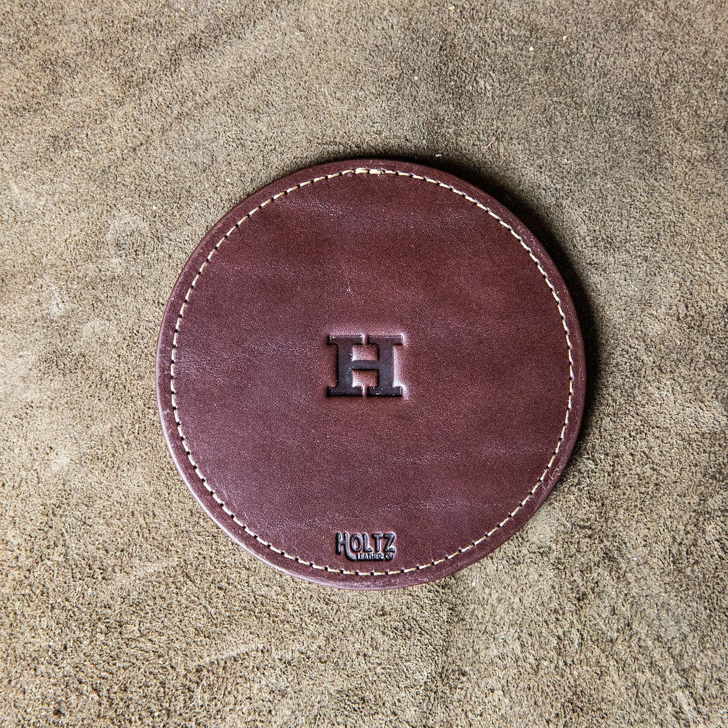 The Farm House Circle Personalized Fine Leather Coaster Set of 4 Coasters - Wedding Gift
