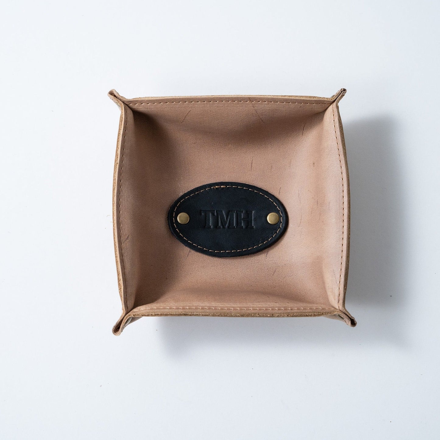 The Monticello Fine Leather Personalized Desk Valet Caddy Tray for Dresser or Office Gift - Wedding Party Gift